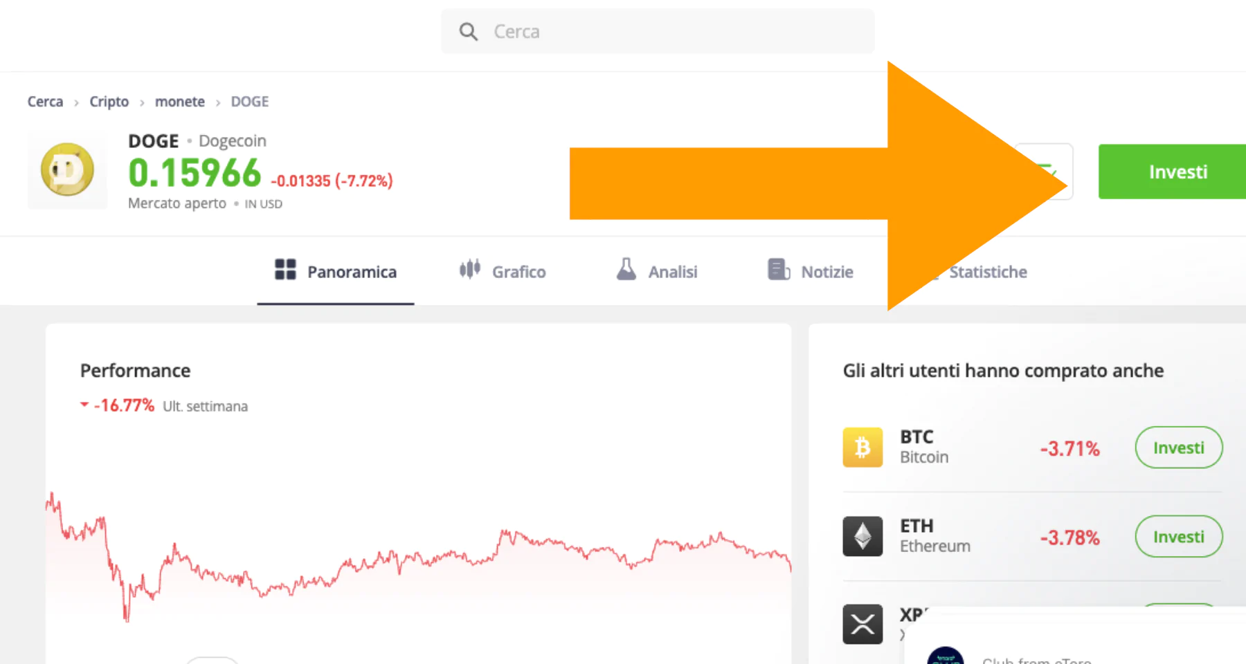 Comprare crypto su eToro